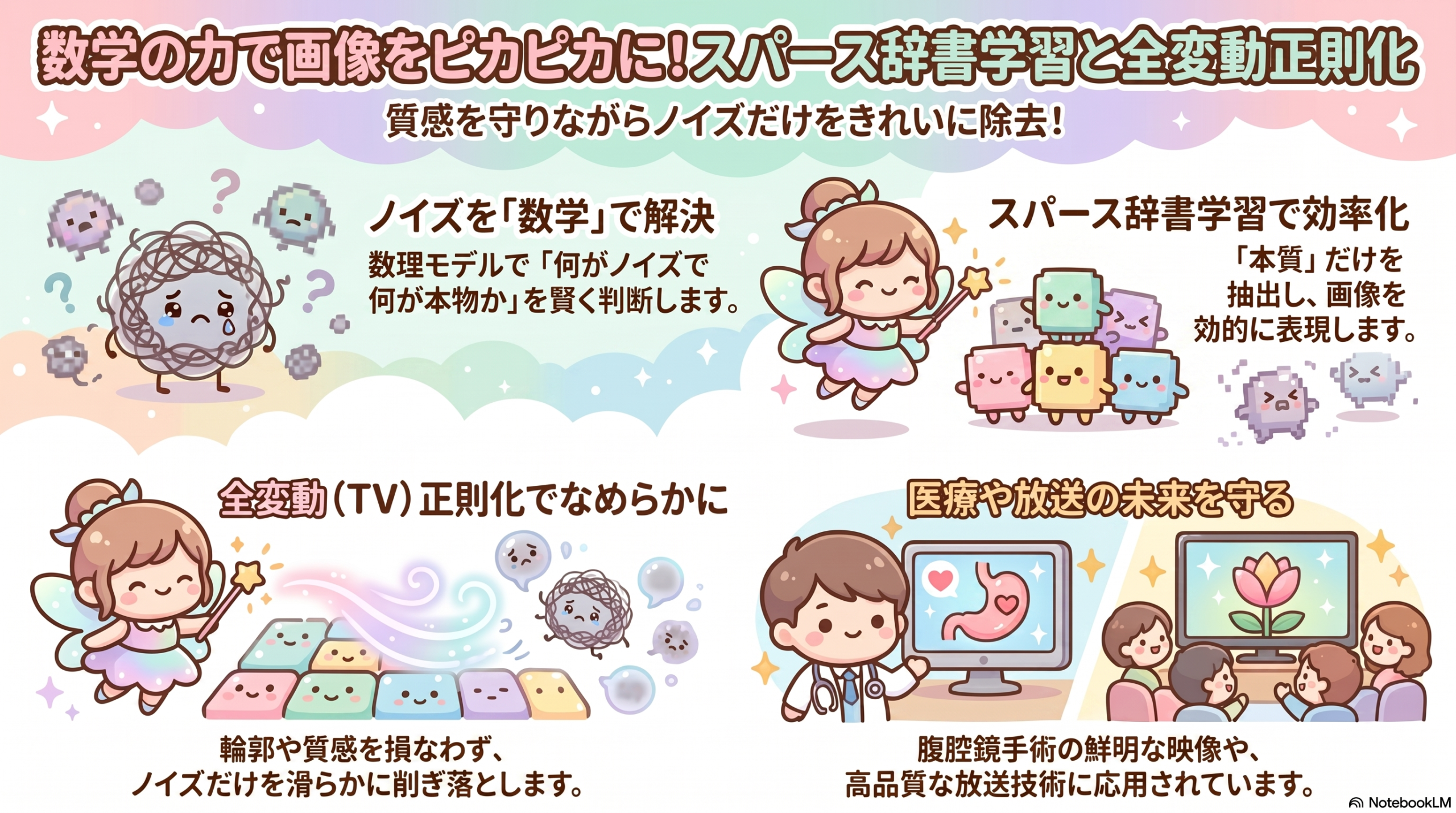 スパース辞書学習ノイズ除去イメージ